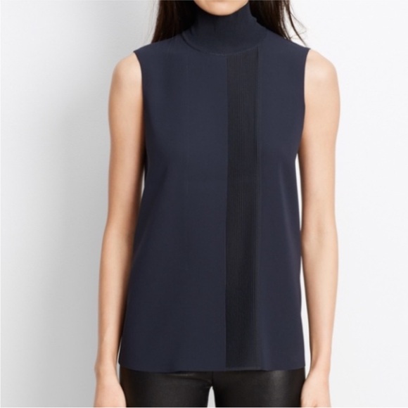 Vince Tops - NWT VINCE Laser Cut Sleeveless Top Large dark navy blue